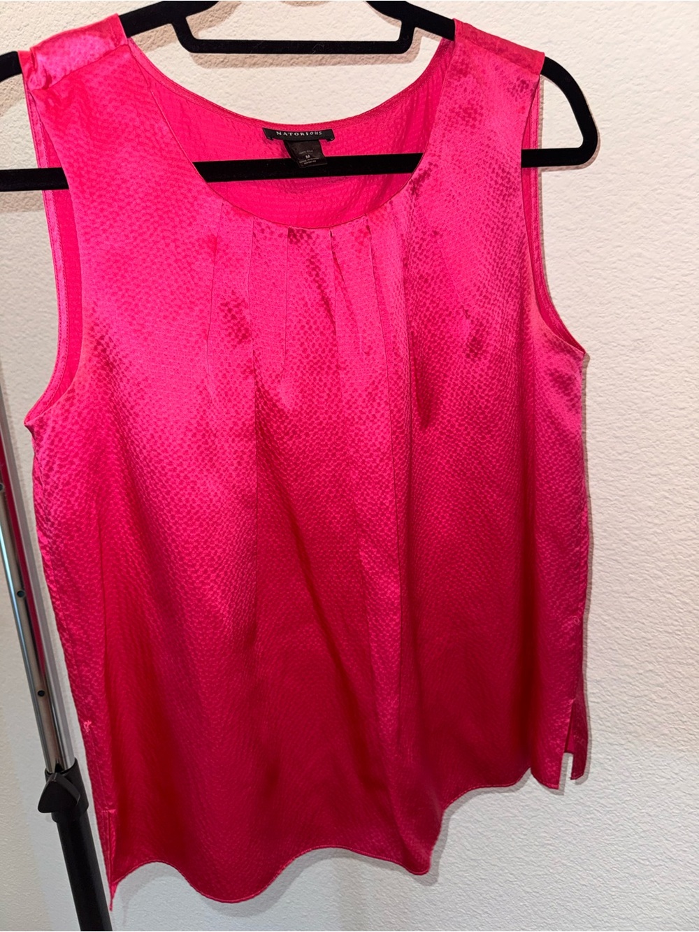 Natori Silk Hot Pink Sleeveless Blouse | 100% Silk